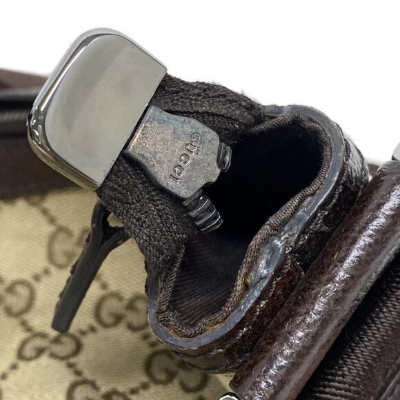 GUCCI GG Beige Dark Brown Jacquard Leather - Shoulder Bag 498-080825 - Picture 9 of 14